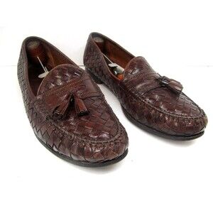 Allen Edmonds Tobago Mens Brown Leather Woven Tassel Loafers Size US 10.5 D